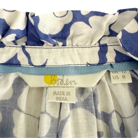 Boden Smocked Cuff Printed Cotton Blouse US Size 8 - Picture 4 of 10